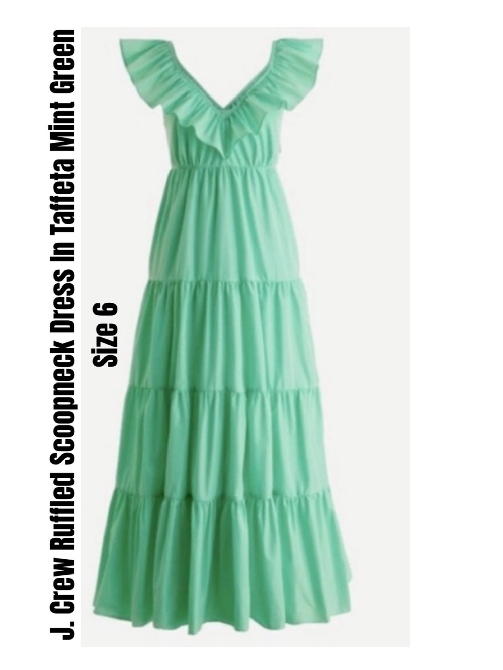 J. Crew Ruffled Scoopneck Dress In Taffeta Mint Green Size 6